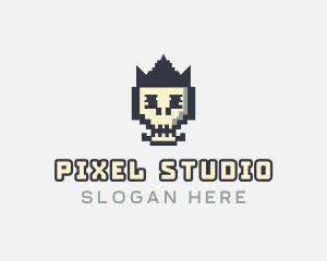 Pixel Skull Arcade logo design