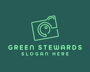 Minimalist Green Camera logo design