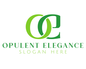 Green Letter OE Monogram logo design