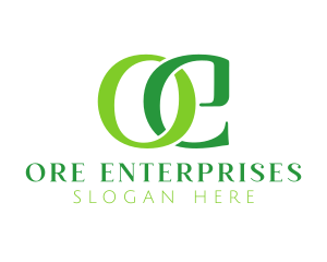 Green Letter OE Monogram logo design