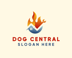 House Cooling Fire Element logo design