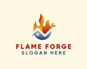 House Cooling Fire Element logo design