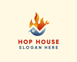 House Cooling Fire Element logo design