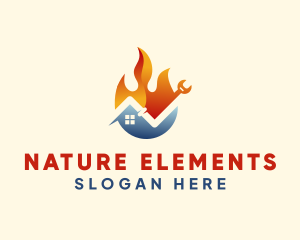 House Cooling Fire Element logo design