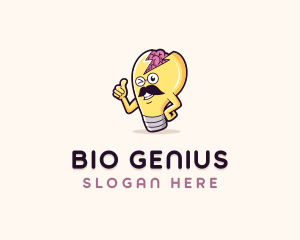 Genius Brain Lightbulb logo design