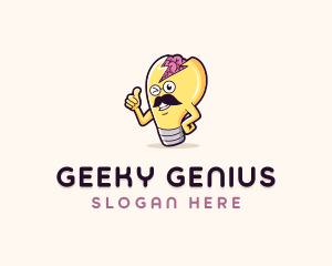 Genius Brain Lightbulb logo design