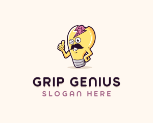 Genius Brain Lightbulb logo design