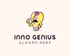 Genius Brain Lightbulb logo design