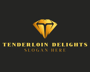 Luxury Diamond Jewel Letter T logo design