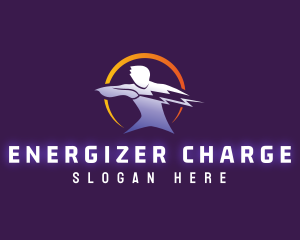 Human Lightning Bolt logo design