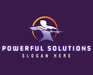 Human Lightning Bolt logo design