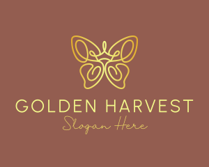 Golden Butterfly Crown logo design