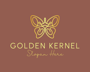 Golden Butterfly Crown logo design