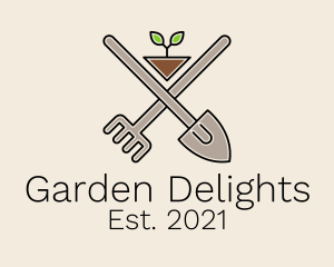 Gardening Spade Rake  logo design