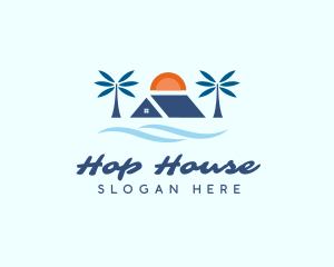 Palm Tree Sun House logo design