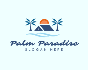 Palm Tree Sun House logo design