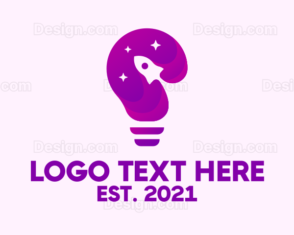 Purple Rocket Light Bulb Logo