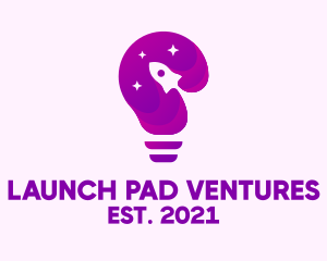 Purple Rocket Light Bulb  logo design