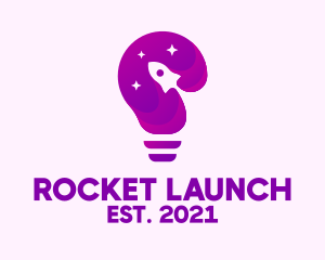 Purple Rocket Light Bulb  logo design