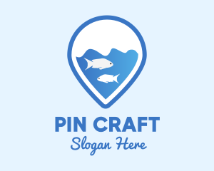 Fishes Location Pin logo design