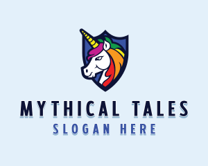 Mythical Unicorn Shield logo design