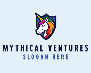 Mythical Unicorn Shield logo design