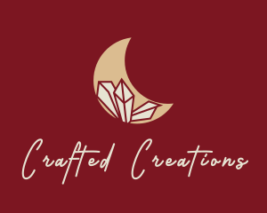 Moon Crystal Gemstone logo design