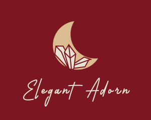 Moon Crystal Gemstone logo design