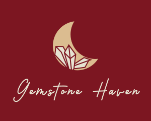 Moon Crystal Gemstone logo design