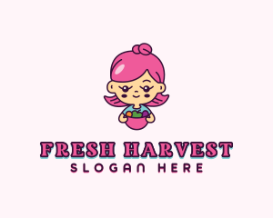 Cartoon Girl Fruits logo