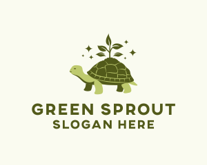 Leaf Sprout Plant Turtle logo design