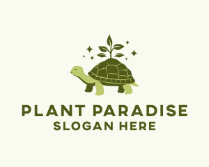 Leaf Sprout Plant Turtle logo design