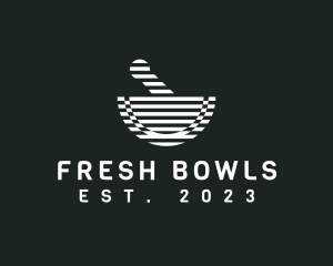 Stripe Mortar Pestle logo design