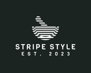 Stripe Mortar Pestle logo design