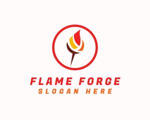 Flame Torch Pin  logo design