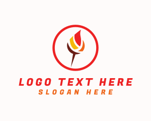 Positioning - Flame Torch Pin logo design