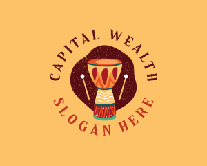 African Instrument Drum Logo