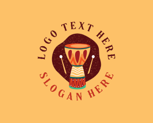 African Instrument Drum Logo