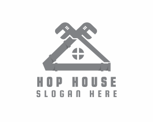 Gray Wrench Pipe House logo design