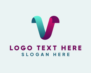 Digital Ribbon Business Letter V logo