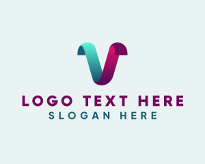 Digital Ribbon Business Letter V logo