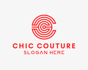 Round Line Art Letter C logo design