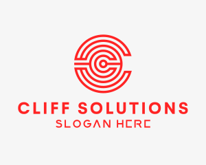 Round Line Art Letter C logo design