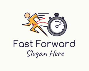 Runner Sprint Stopwatch Timer logo design