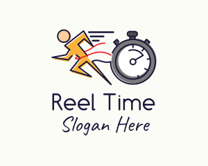 Runner Sprint Stopwatch Timer logo design