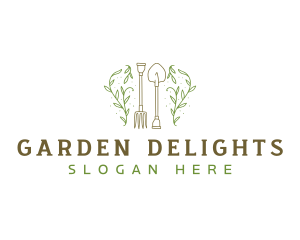 Shovel Rake Garden logo design