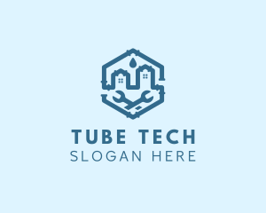 House Tube Wrench Plumbing logo design