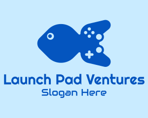 Blue Fish Gamepad logo design