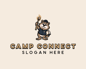 Bear Camping Matchstick  logo design