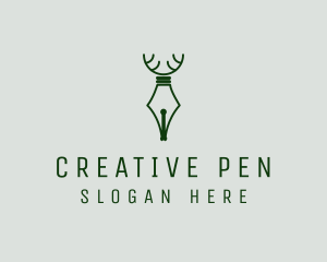 Deer Quill Pen  logo design